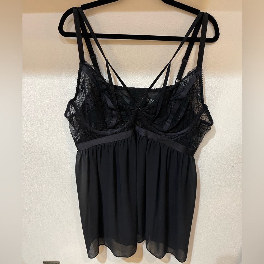 Torrid Black lace underwire lace baby doll lingerie, size 4